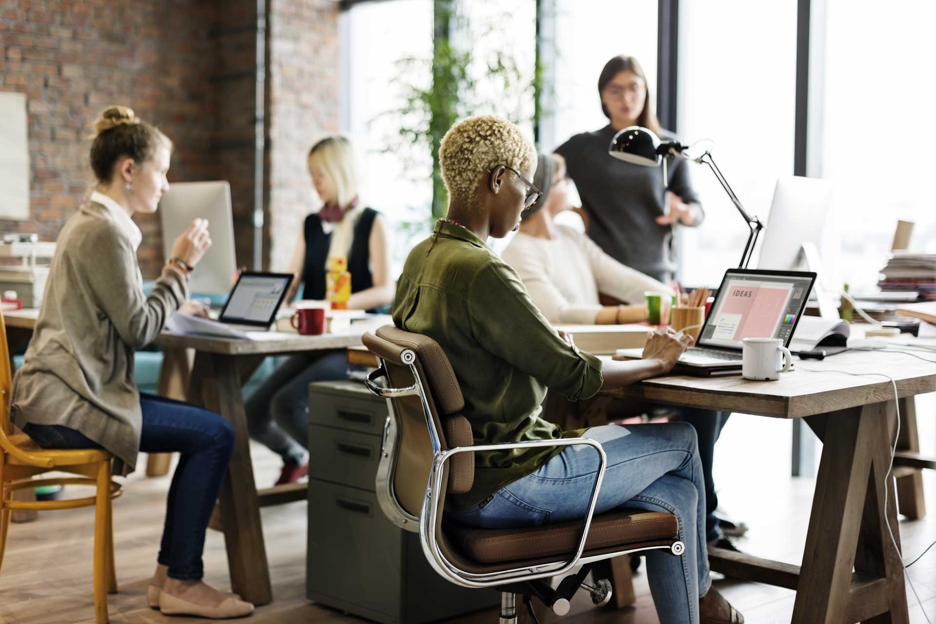 Women at an office table